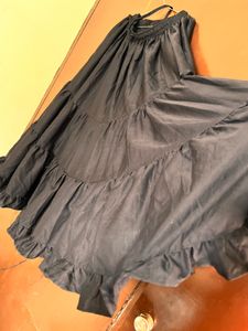 Flowy Black Tiered Maxi Skirt