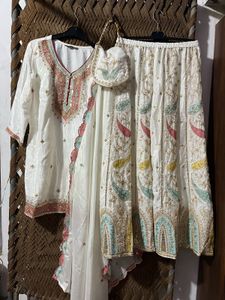 Elegant White Embellished Sharara Set
