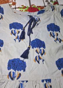 Blue Floral Print Kurta