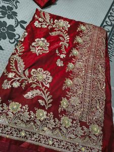 Beautiful Bridal Red Banarasi Saree
