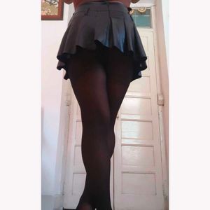 Black Faux Leather Pleated Mini Skirt