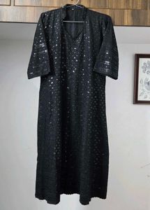 Elegant Black Chikankari Kurta with dupatta
