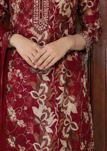 Red Embroidered Kurta with dupatta