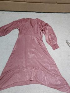 Rust Satin/ Velvettis Midi Dress