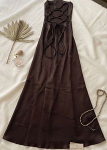 Elegant Black Satin Slip Dress