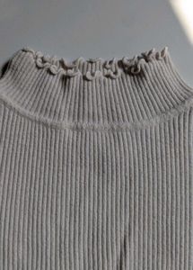 Beige Ribbed Long Sleeve Top