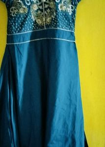 Elegant Emerald Green Embroidered Gown