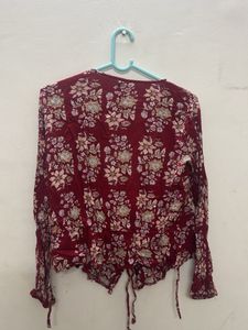 Boho Floral Tie-Front Blouse