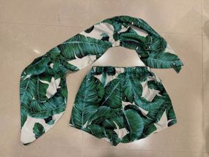 Tropical Leaf Print Co-ord Set XS