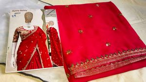 Luxurious Rose pink soft georgette Saree