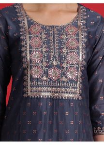 Elegant Navy Blue Embroidered Kurta Set