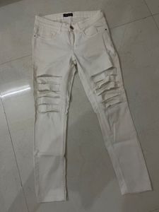 Distressed White Skinny Jeans For Kids (Unisex)