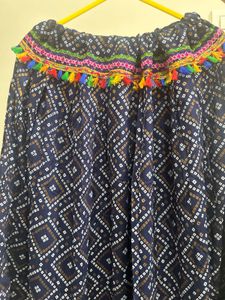 Bohemian Navratri Traditional Print Tassel Skirt