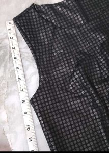 Korean Metallic Grid Print Sleeveless Dress