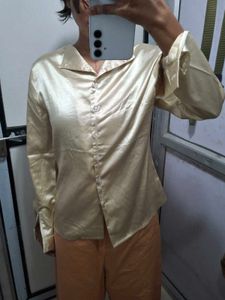 Satin Button-Up Blouse