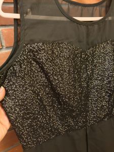 Black Sequin Party long top