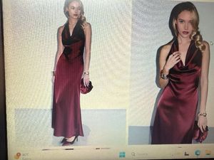red burgundy  cowl neck dress