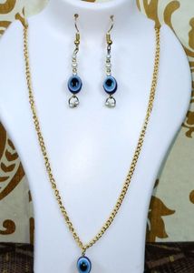 Neck pendent chain Gold silver eyerring Combo evil