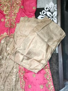 Pink And Golden Kurta Set