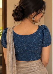 Stylish Blue Puff Sleeve Blouse
