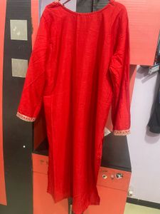 Red Embroidered Kurta