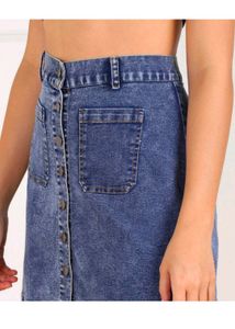 Denim Button-Front Skirt