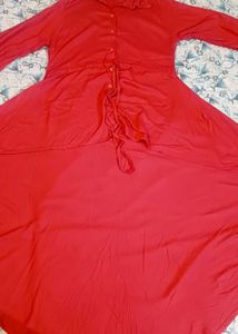 Vibrant Coral High Low Shrug Cum Tunic