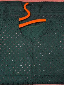 Elegant Dark Green Sequin Kurta