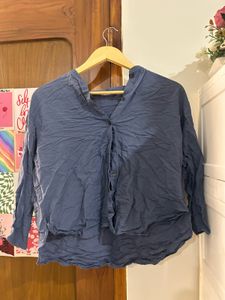 Blue Button-Up Collared Shirt