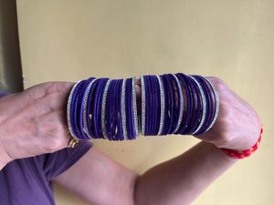 Vibrant Purple & Silver Bangles Set
