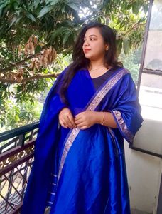 Royal Blue Dupatta with Embellished Border