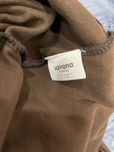 Brown V-Neck Long Sleeve Top