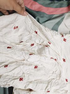 White Ethnic Salwar only with Red Print