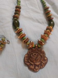 Boho Beaded Necklace and Earrings Set