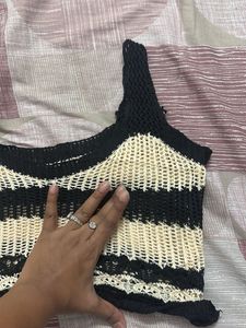 Striped Crochet Knit Top