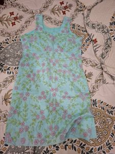 Light Blue Floral Print Kurta