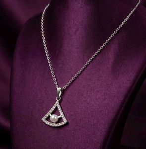 Elegant Pearl & Crystal Triangle Necklace
