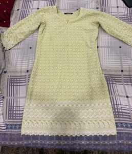 Elegant Lime Green Embroidered Kurta