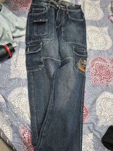 vintage Diesel Stylish Blue Denim Cargo Jeans
