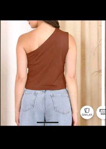 S size Brown One-Shoulder Top
