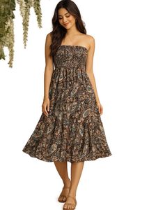 Boho Paisley Print Tiered Dress