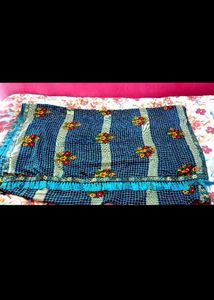 Stunning Blue Floral Print Saree