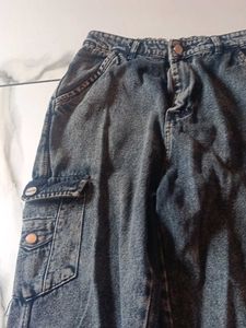 Women’s Trendy Washed Grey Denim Cargo Jeans | Rel