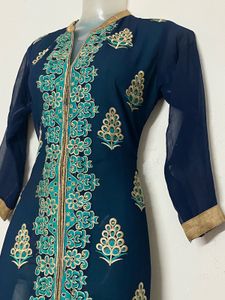 Designer Embroidered Teal Kurta