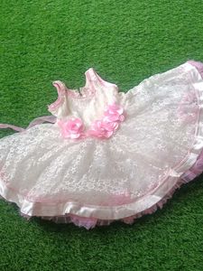 Pink & White Lace Flower Girl Dress