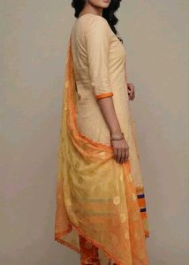 Elegant Beige and Orange Kurta Set