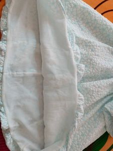 Light Blue Textured Puff Sleeve Dress