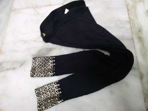 Black Palazzo Pants with Golden Print