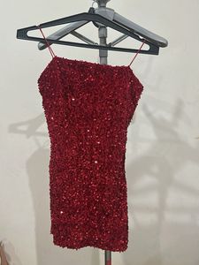 Sparkling Red Sequin Party Dress
