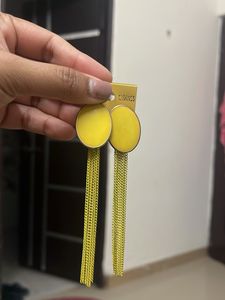 Yellow Tassel Drop Earrings